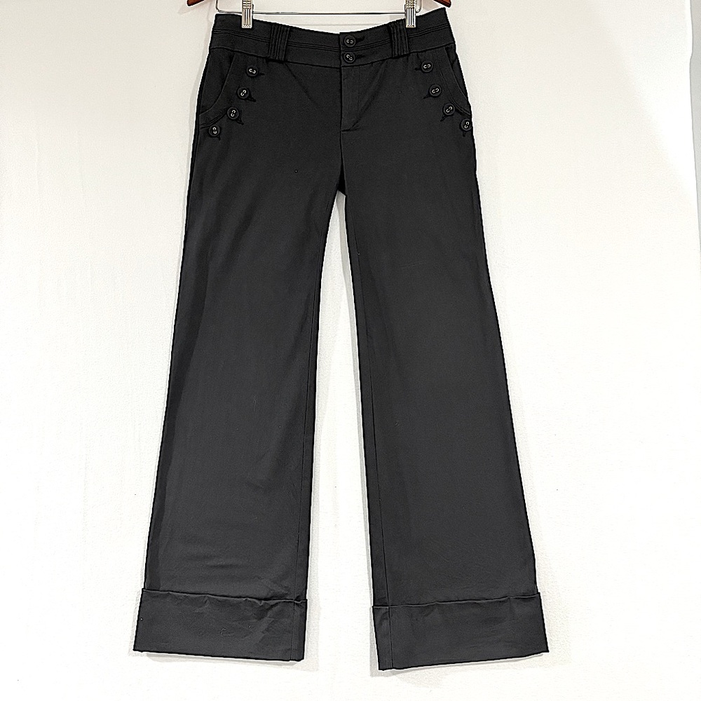 Anthropologie Cartonnier Wide Leg Navy Blue Cotton Sailor Pants Slacks Size 4